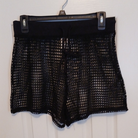 Shade & Shore Black Mesh Swim Coverup Shorts - Picture 1 of 3